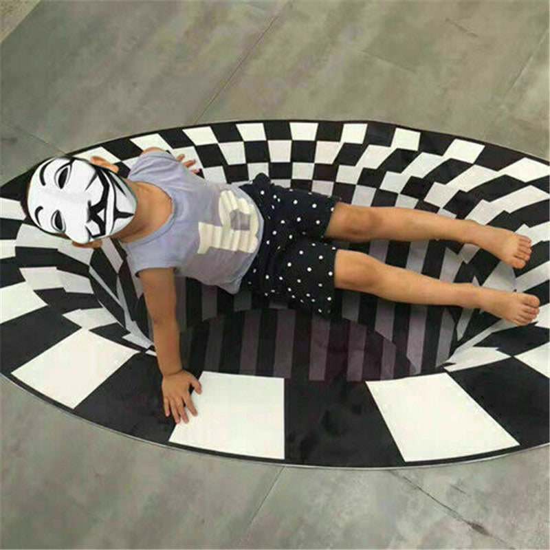 3D Vortex Illusion Rug styled in room