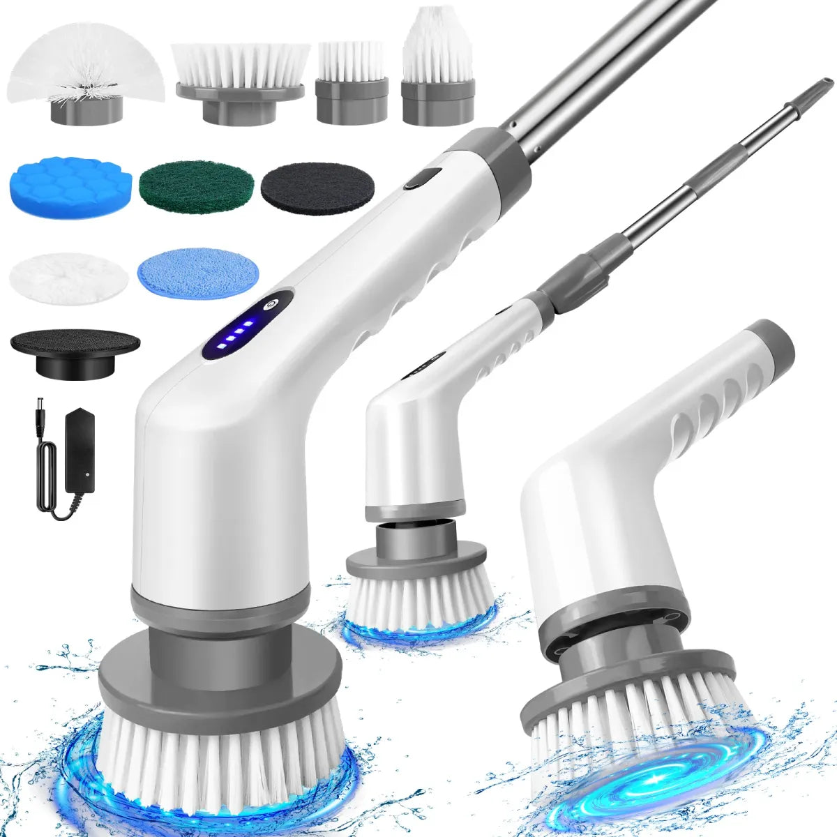 Electric scrubber cleaning shower glass