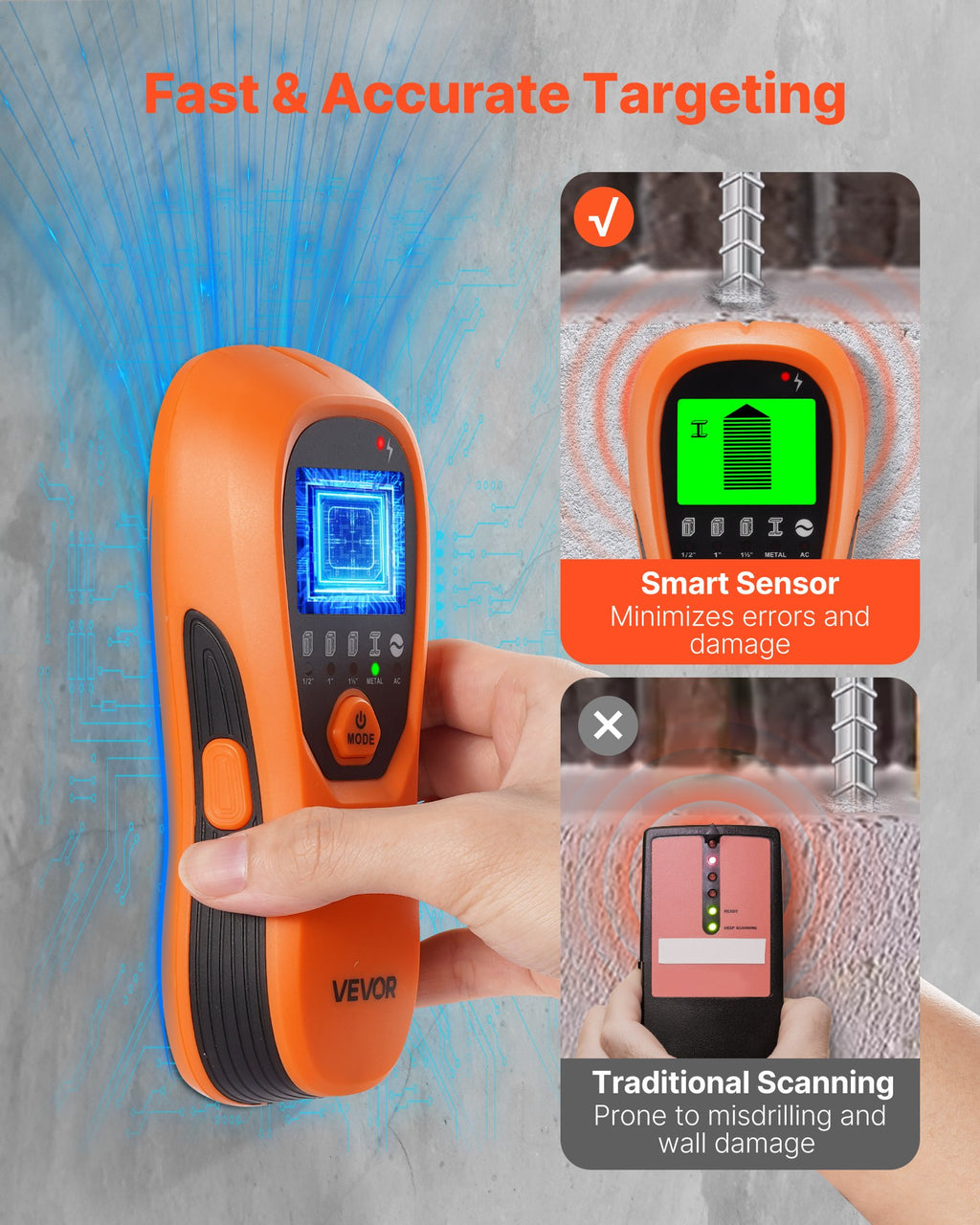 Stud finder scanning modes overview