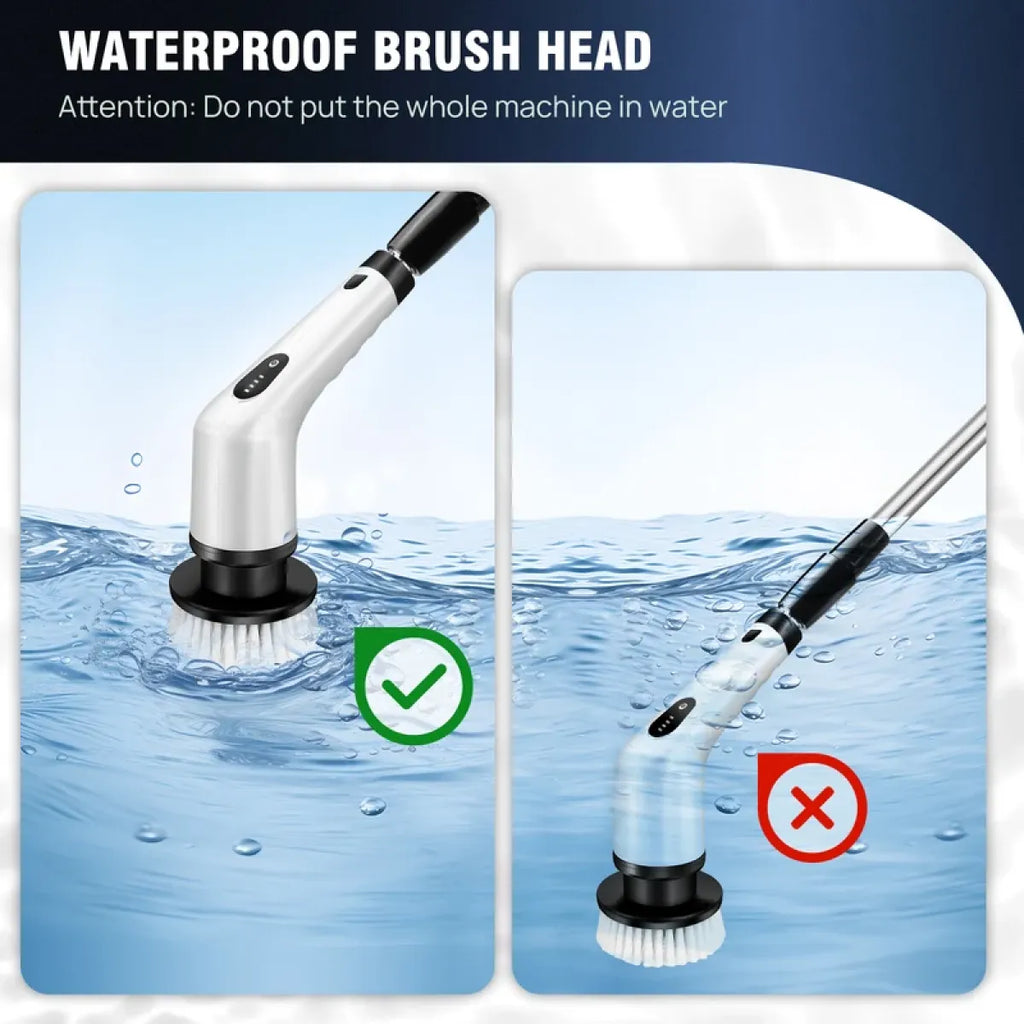 Spin scrubber cleaning bathroom tile