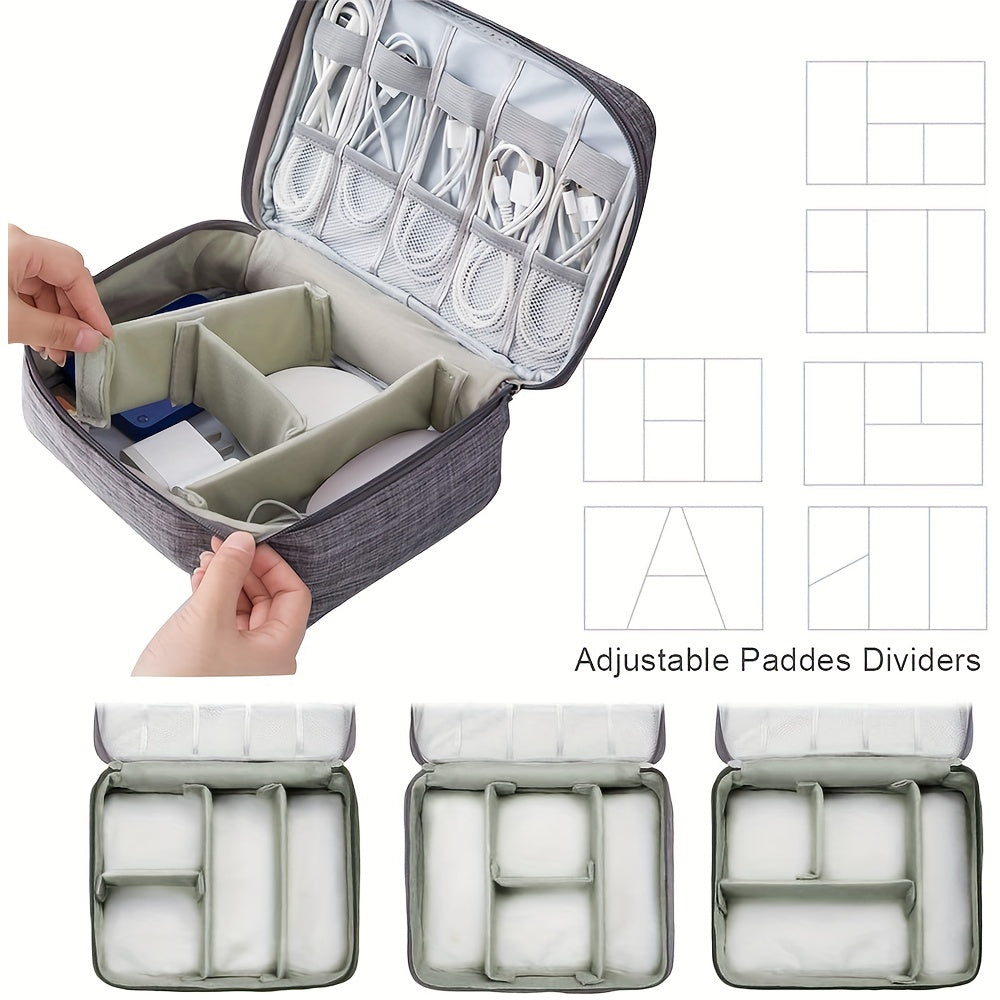 Electronics organizer packed with chargers and cords