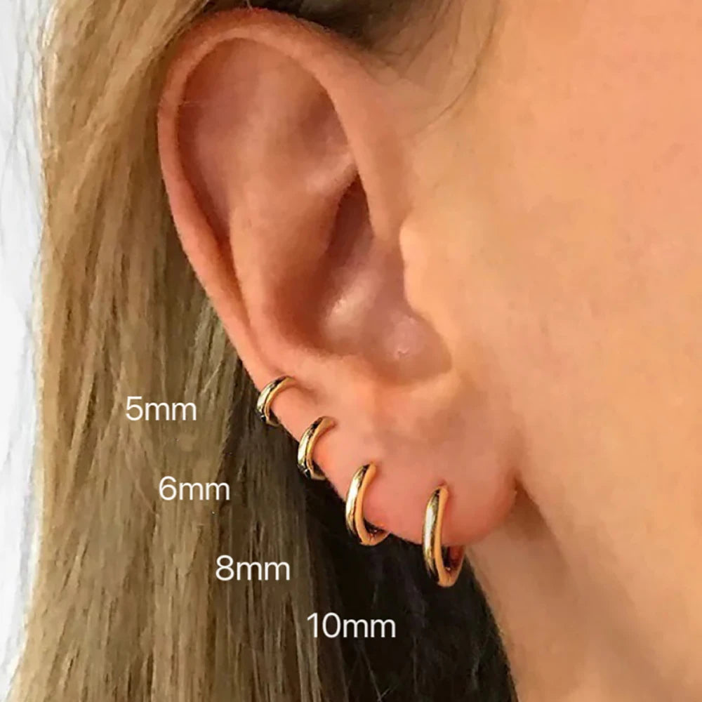 Men's Small Huggie Hoop Earrings, Stainless Steel