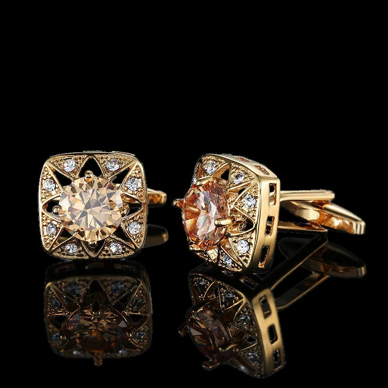 Men's 18K Gold Plated Cufflinks, Classic Round