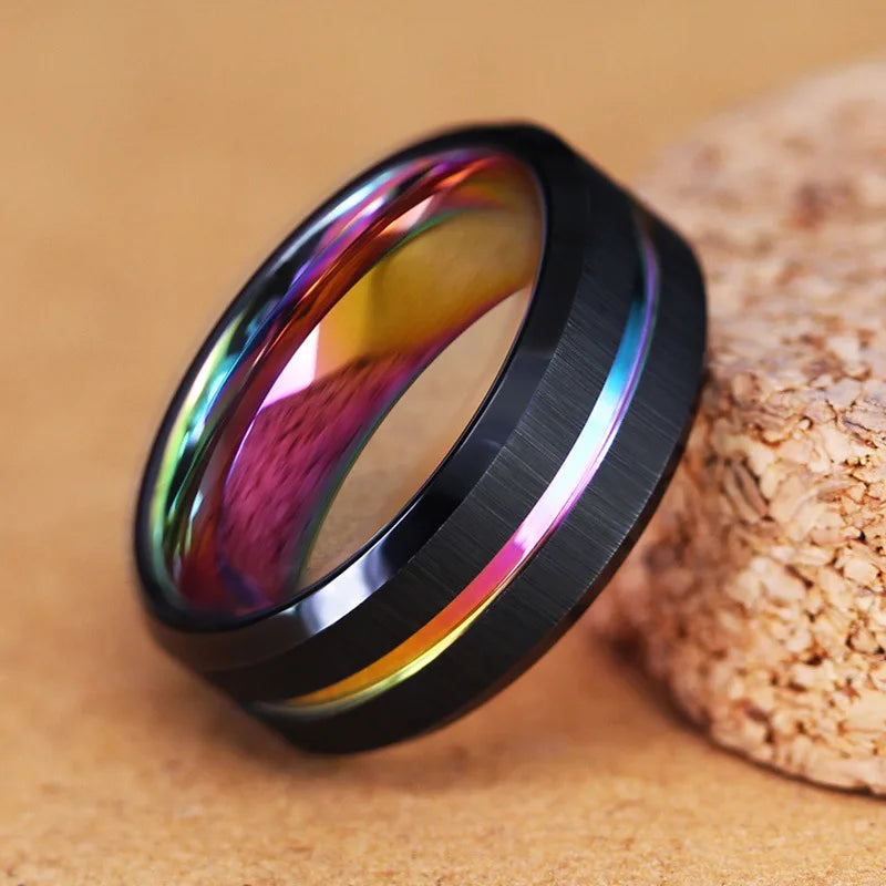 Men's Black Tungsten Wedding Ring, Brushed Finish