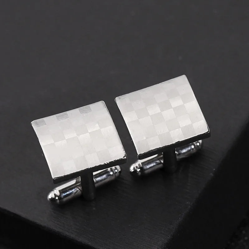 Men's Fashion Square Cufflinks, Silver Plated