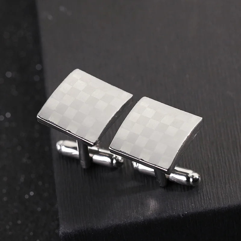 Men's Fashion Square Cufflinks, Silver Plated