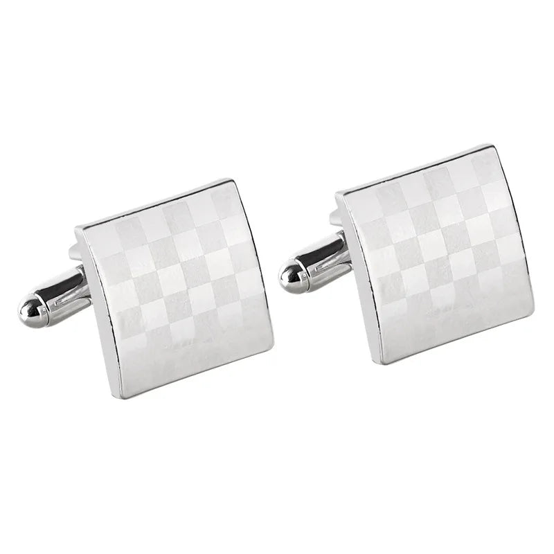 Men's Fashion Square Cufflinks, Silver Plated