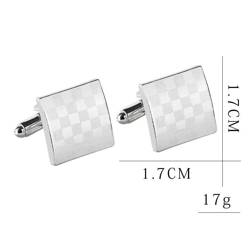 Men's Fashion Square Cufflinks, Silver Plated