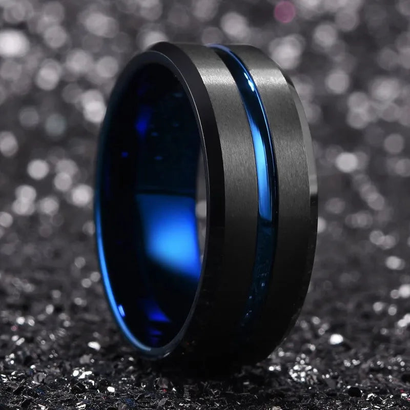Men's Black Tungsten Wedding Ring, Brushed Finish
