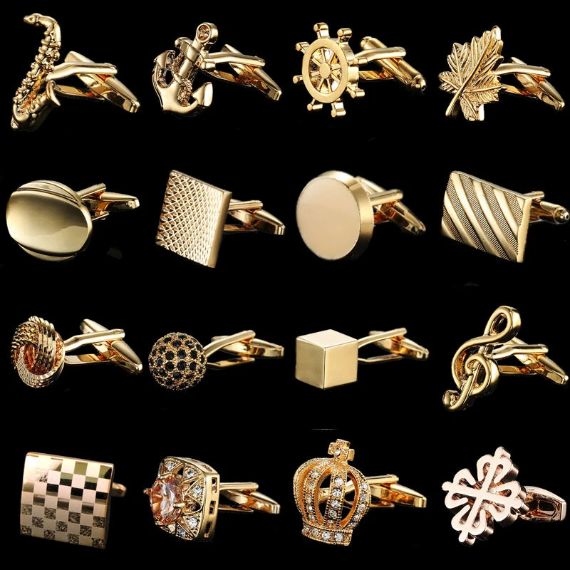 Men's 18K Gold Plated Cufflinks, Classic Round