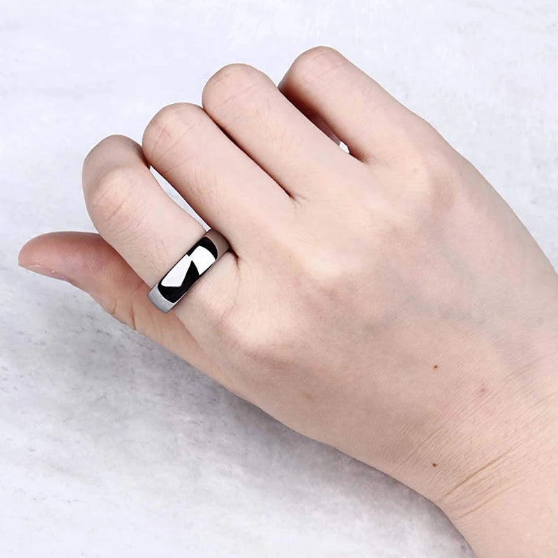 Men's Titanium Wedding Band, Silver &amp; Black