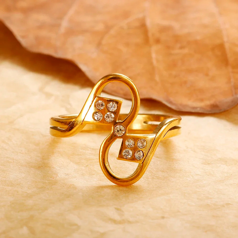 Geometric Crystal Statement Ring, Gold Plated