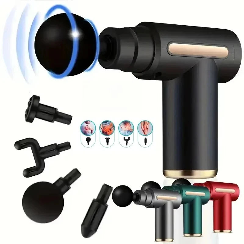 Mini percussion massage gun with 4 heads