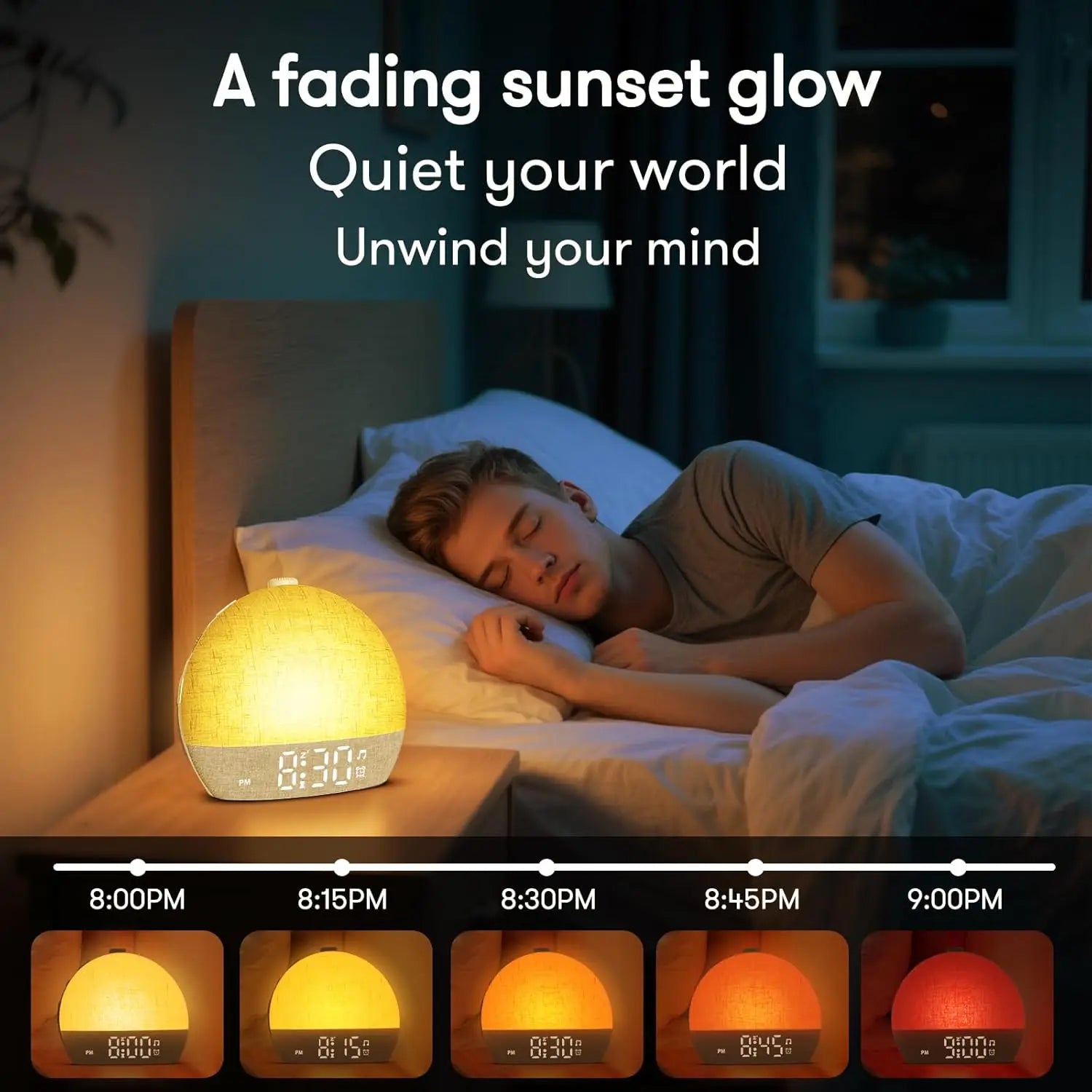 Wake up light on nightstand