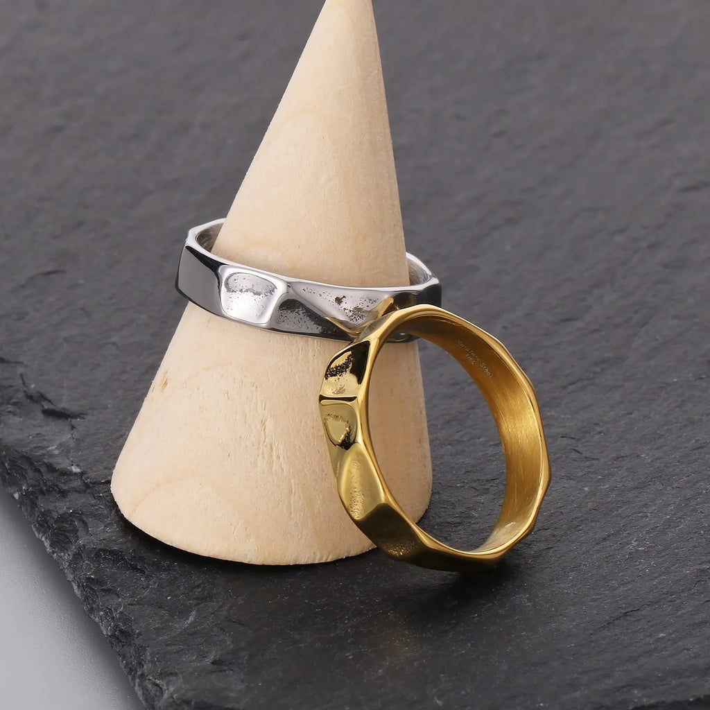 Men's Punk Geometric Thin Ring, Stainless Steel
