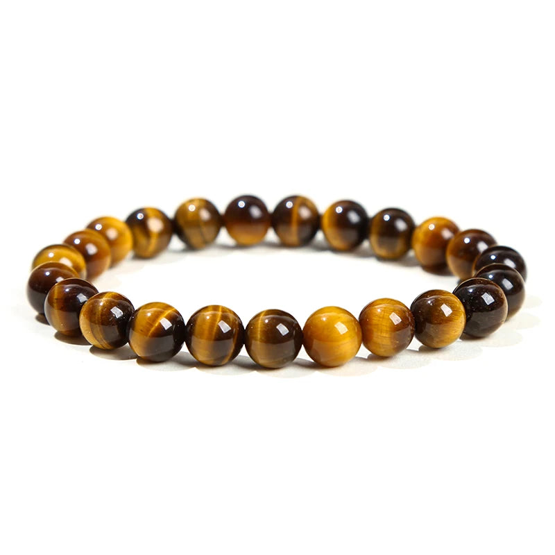 Men's Natural Stone Bead Bracelet, Tiger Eye &amp; Onyx