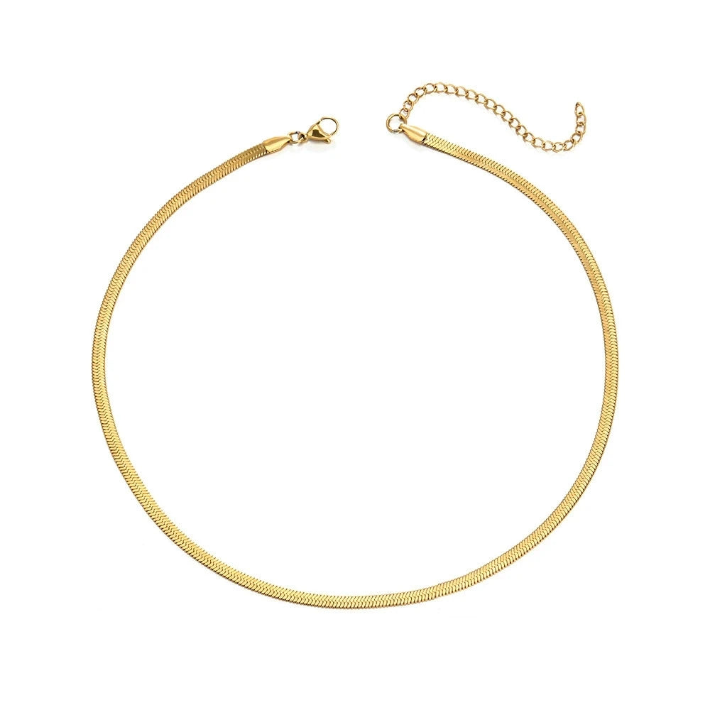 Men's Herringbone Snake Chain Necklace, Stainless Steel