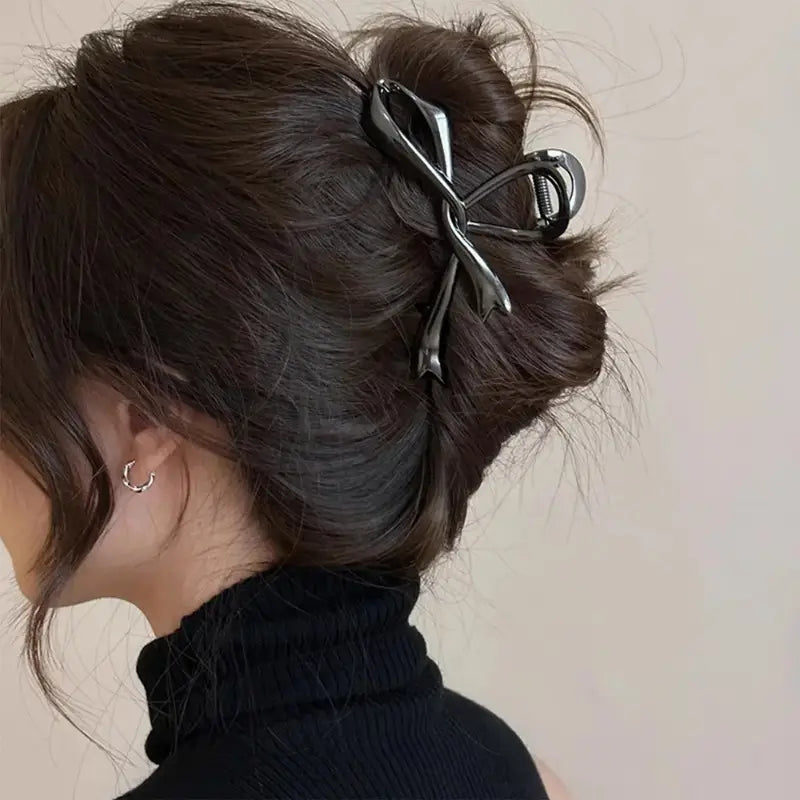 Geometric metal bow-knot hair claw clip