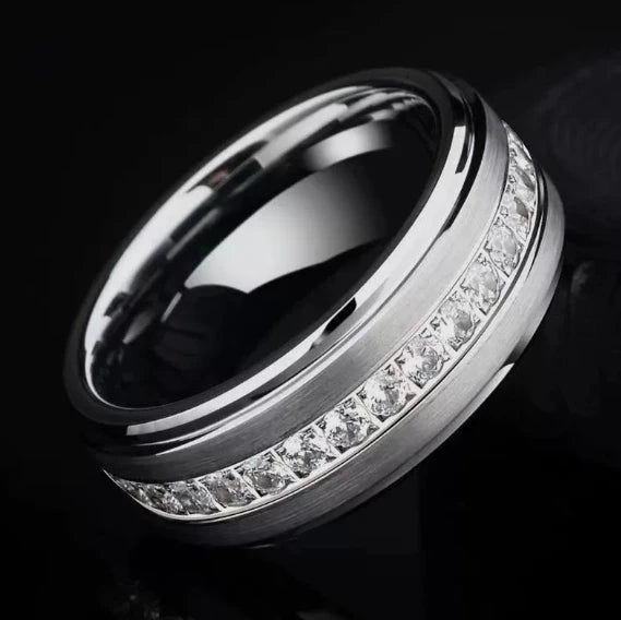 Men's Silver Geometric Cocktail Ring, Stainless Steel