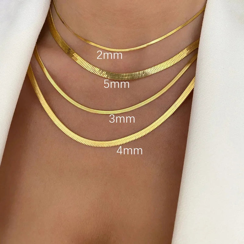 Men's Herringbone Snake Chain Necklace, Stainless Steel