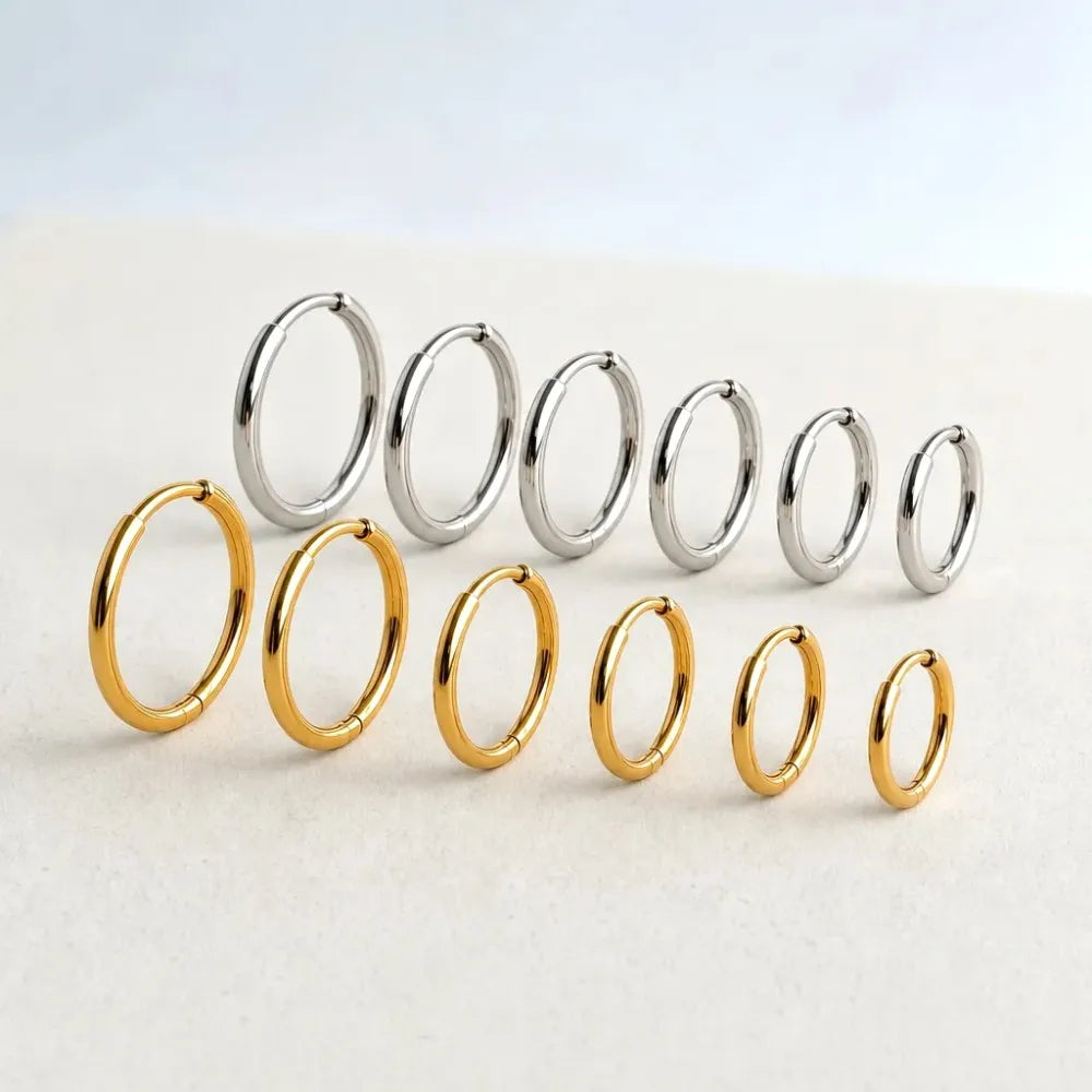 Men's Small Huggie Hoop Earrings, Stainless Steel