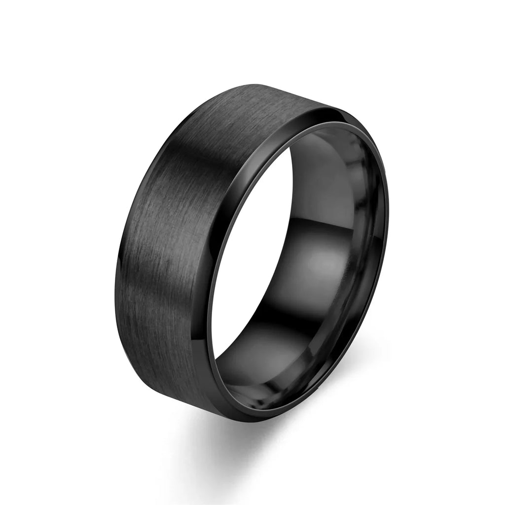 Men's Matte Beveled Wedding Band, Stainless Steel