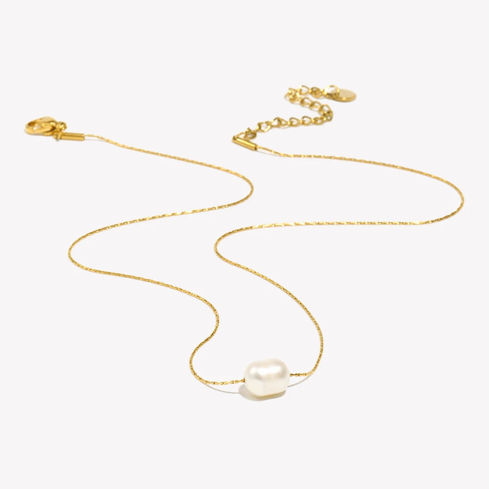 Freshwater Pearl Pendant Necklace, 18K Gold Plated