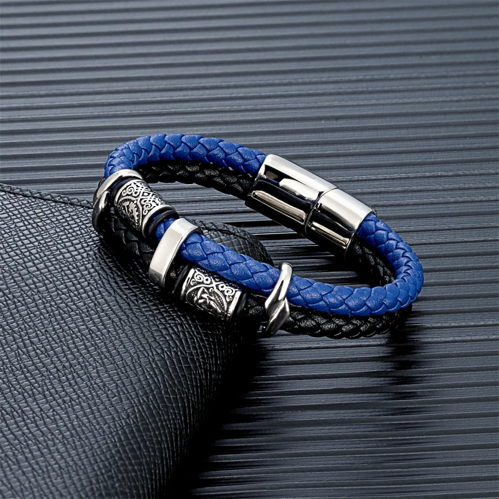 Men's Viking Compass Multi-Layer Leather Bracelet