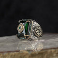 Men's Vintage Turkish Green Zircon Signet Ring