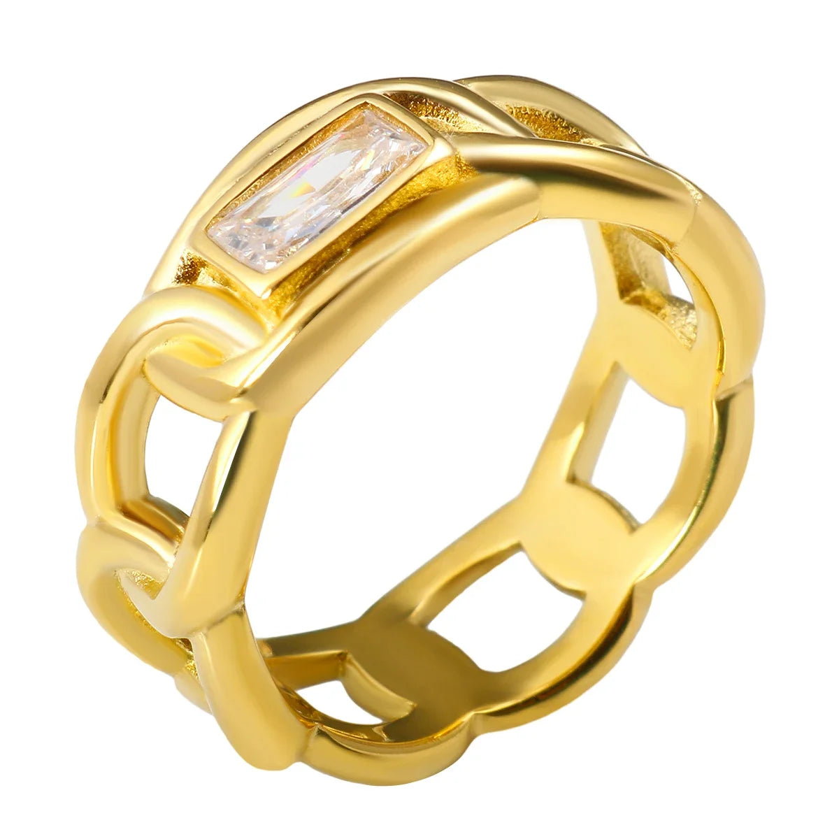 Geometric Crystal Statement Ring, Gold Plated