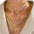 Men's Herringbone Snake Chain Necklace, Stainless Steel