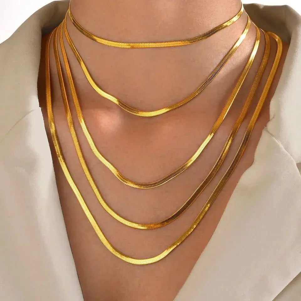 Men's Herringbone Snake Chain Necklace, Stainless Steel