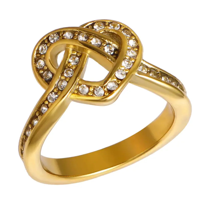 Minimalist heart hollow ring with zircon inlay