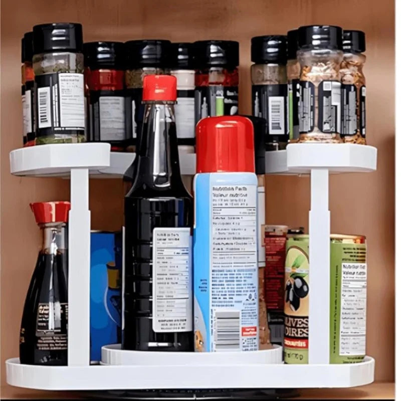 Rotating spice organizer on countertop
