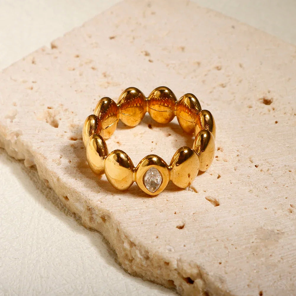 Geometric Crystal Statement Ring, Gold Plated