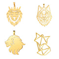 Men's Lion King Pendant Necklace, Gold Stainless Steel