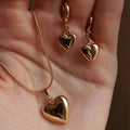 Puffy heart jewelry set, necklace and drop earrings