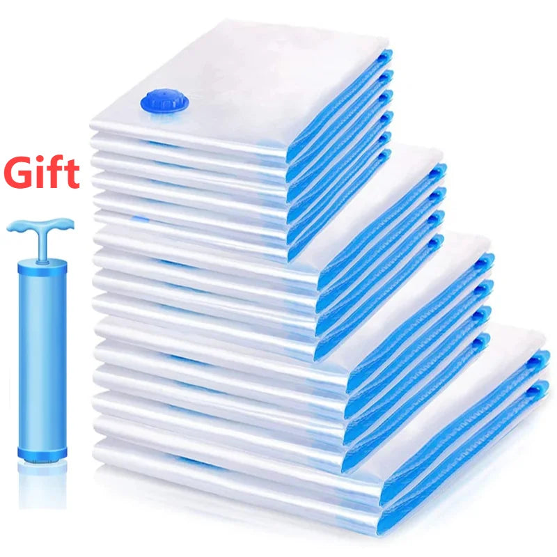 6-pack vacuum compression storage bags with hand pump