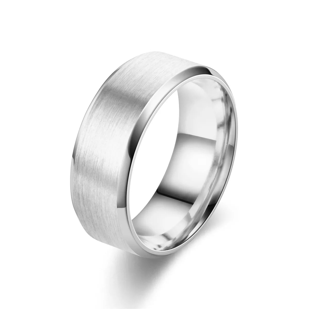 Men's Matte Beveled Wedding Band, Stainless Steel