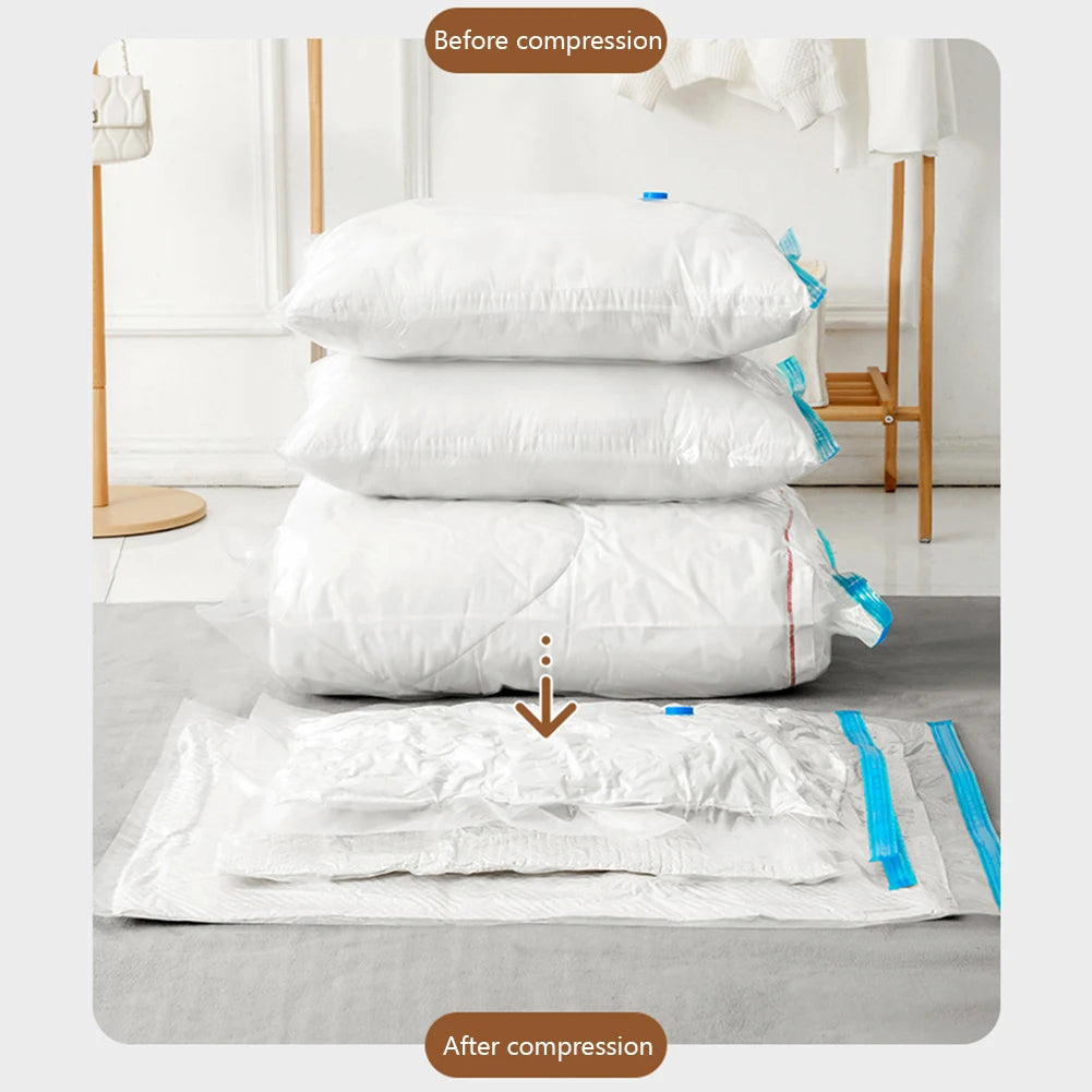 Compressed clothes in vacuum bag