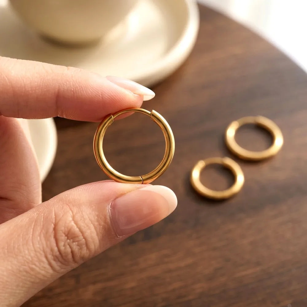 Men's Small Huggie Hoop Earrings, Stainless Steel