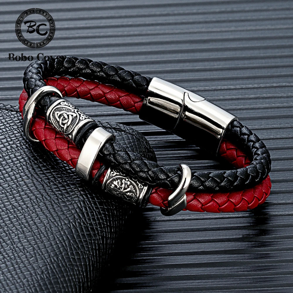 Men's Viking Compass Multi-Layer Leather Bracelet
