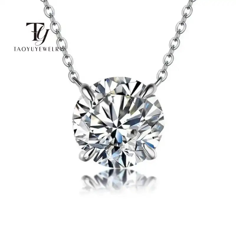 Moissanite round solitaire pendant necklace, 18K gold plated