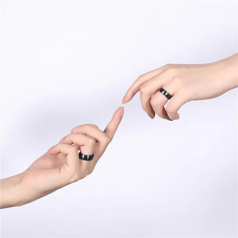 Men's Matte Black Ceramic Ring, Brushed Finish