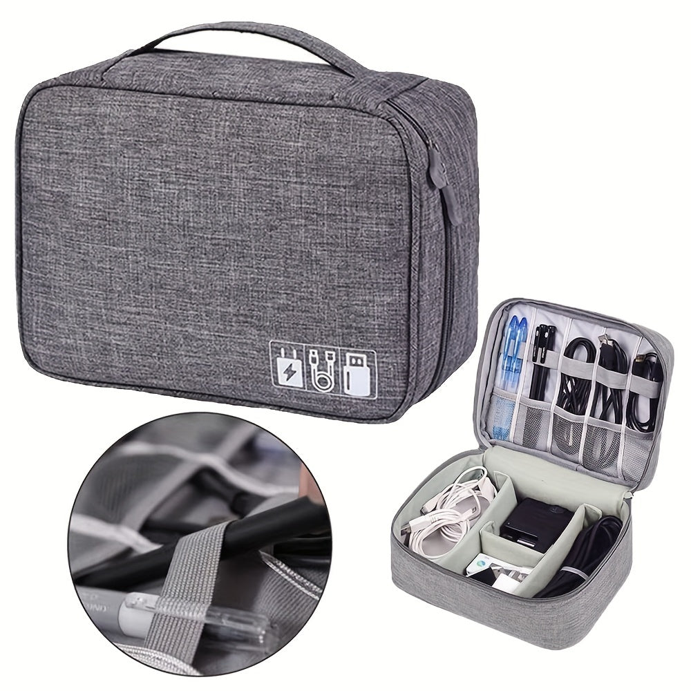 Travel electronics organizer case with cables and accessories